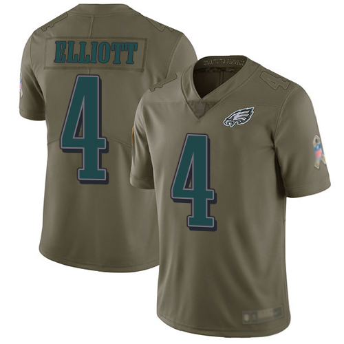 Men Philadelphia Eagles #4 Jake Elliott Limited Olive 2017 Salute to Service Football NFL Jersey